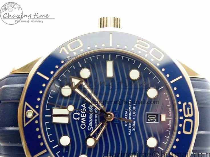0411 2018 Seamaster Diver 300M RG Blue Ceramic VSF 1:1 Best Edition Blue Dial on Blue Rubber Strap A WeatherProof 7914